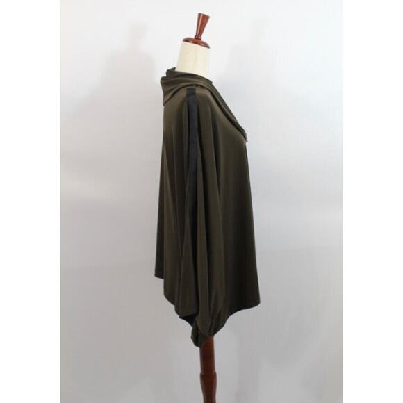 PLANET Lauren Grossman Sz 1 Brown Black Stripe Oversize Microfiber Cowl Neck Top - Picture 5 of 8